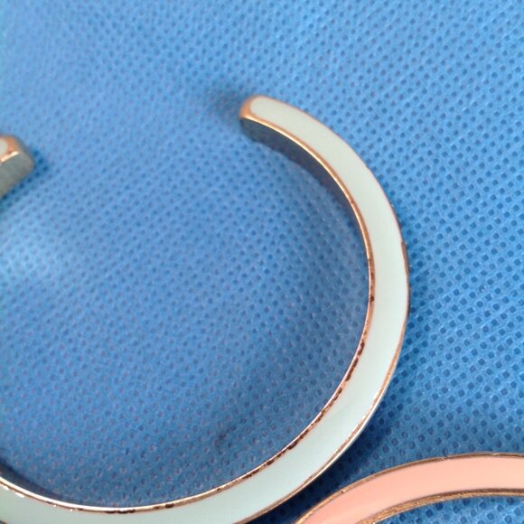 J Crew Enamel Crystal Cuff Bangle Bracelets Set Pink Teal - Picture 8 of 9